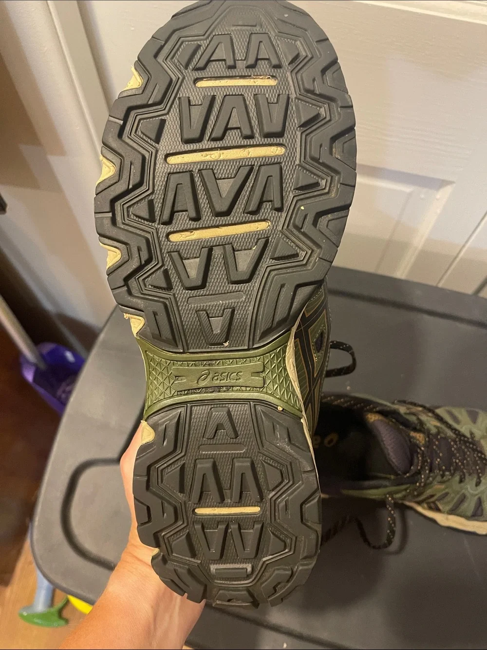 Asics Men's Olive Green and Black Athletic Trail Shoes